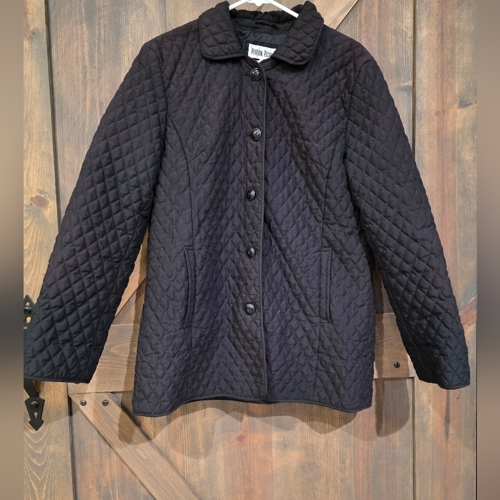 MARVIN RICHARDS Vintage Quilted Black Button Jacket Size Large